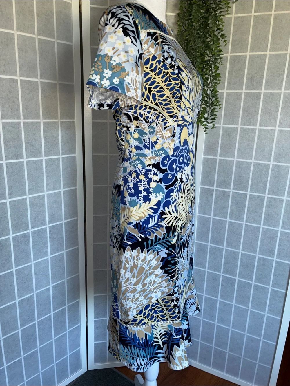 Talbots Dress Women Botanical Garden Sheath Lattice Trim Yoke & Flounce, Size 10 - Picture 6 of 11